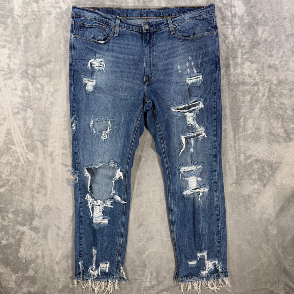 Levi's 541 Athletic Taper Jeans Men's Size 44x32 Blue Heavy Distressed Denim